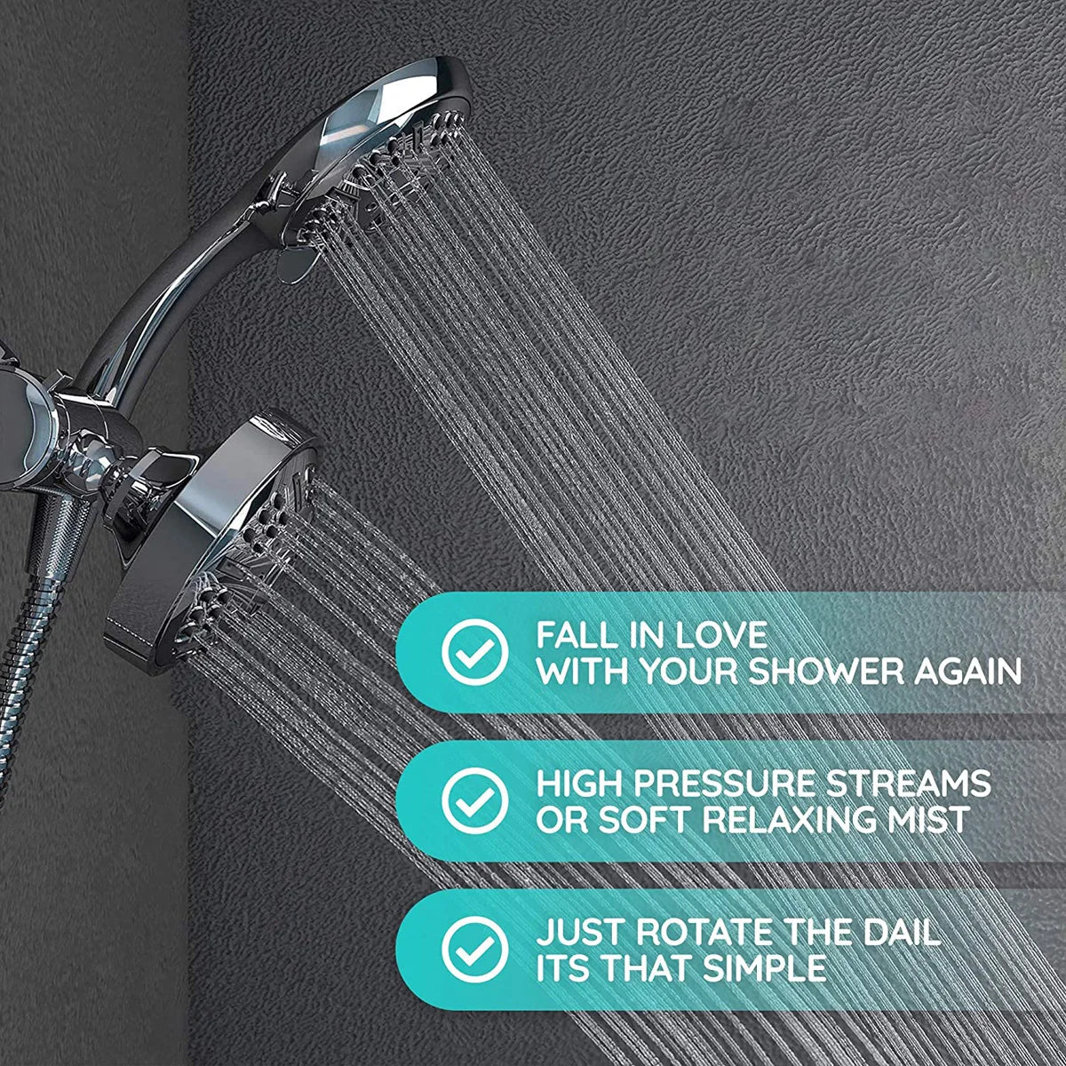 9 Functions Shower Set Two 4.5Inch Hand Double Shower Set with Rainfall Shower