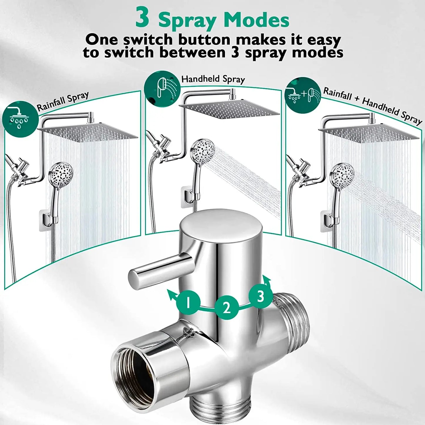 CUPC Modern Wall Mounted Brass Chrome Black 9 Hand Spray Shower Concealed Shower Set for Bathroom