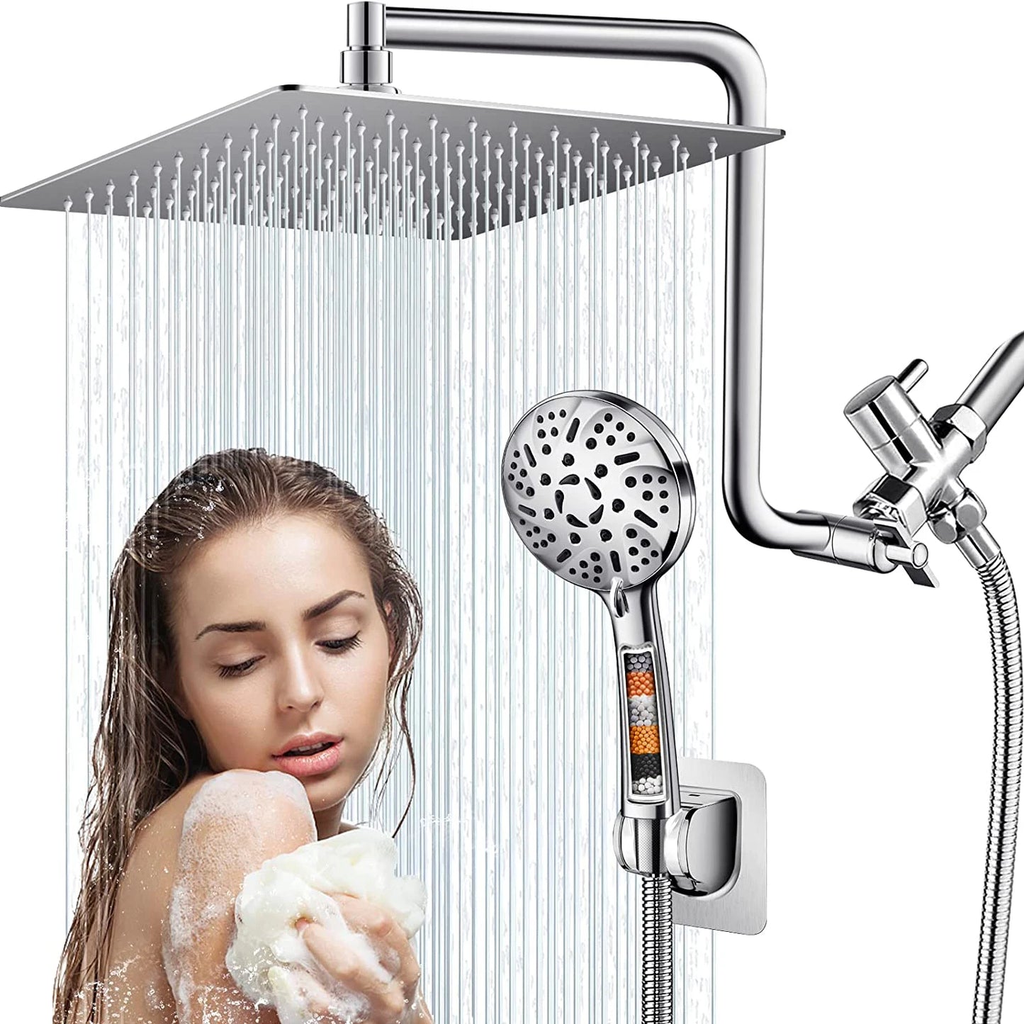 CUPC Modern Wall Mounted Brass Chrome Black 9 Hand Spray Shower Concealed Shower Set for Bathroom