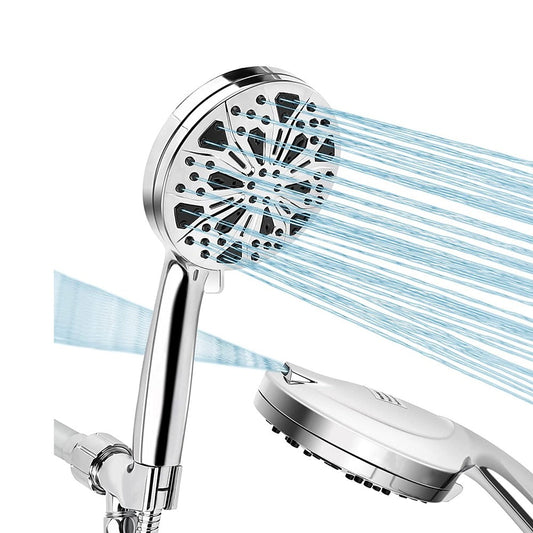 New Black and Chrome High Pressure Handheld Shower Head Set With Bracket Stainless Steel Hose Set For Bathroom