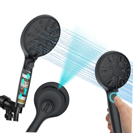 Smart multi handheld high-pressure eco friendly carbon filter save water matte black on off shower head