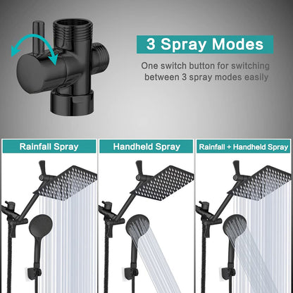 Doppeldusch Matte Black Shower Head Combo 8 10 12 Inch Rain ShowerHead and 9 Settings Handheld Shower Head set Round and Square