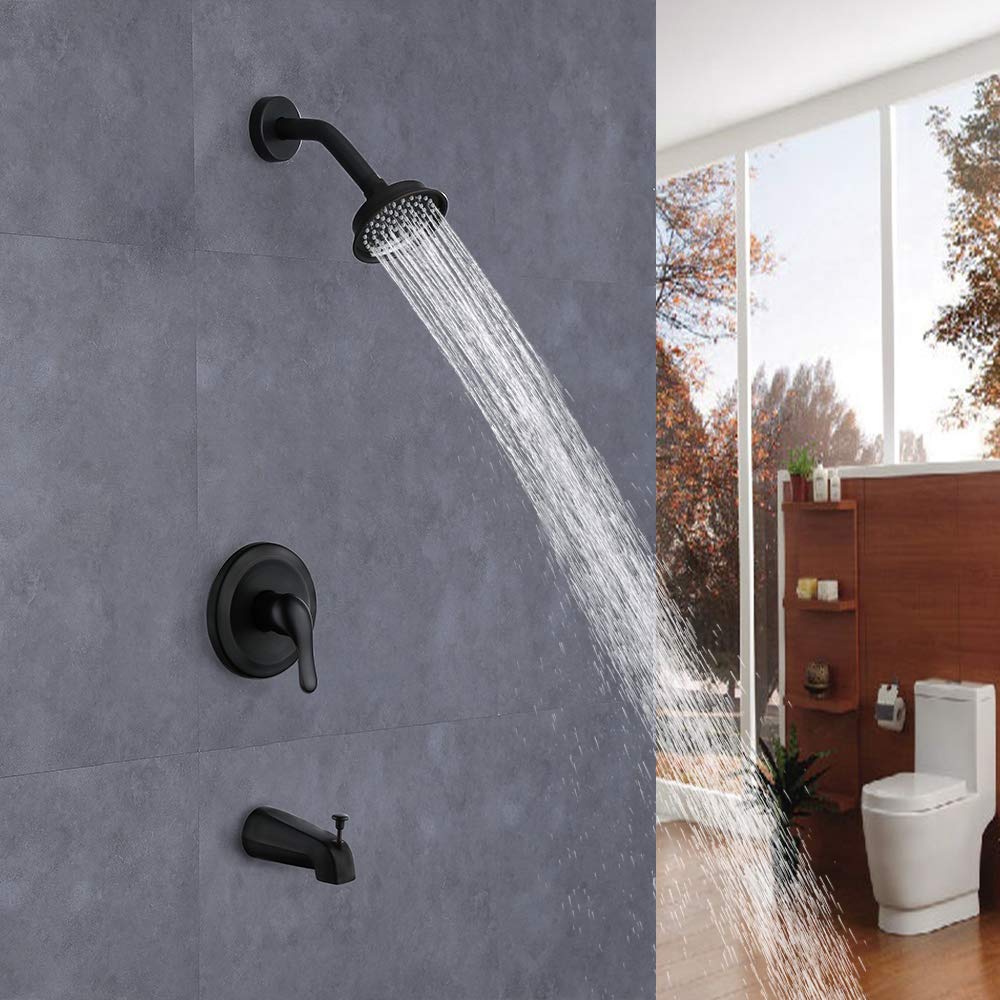 Pressure Balance Shower Valve Combo Oil rubbed bronze Shower Faucet Set Brass Antiscald Valve with Diverter Tub Spout