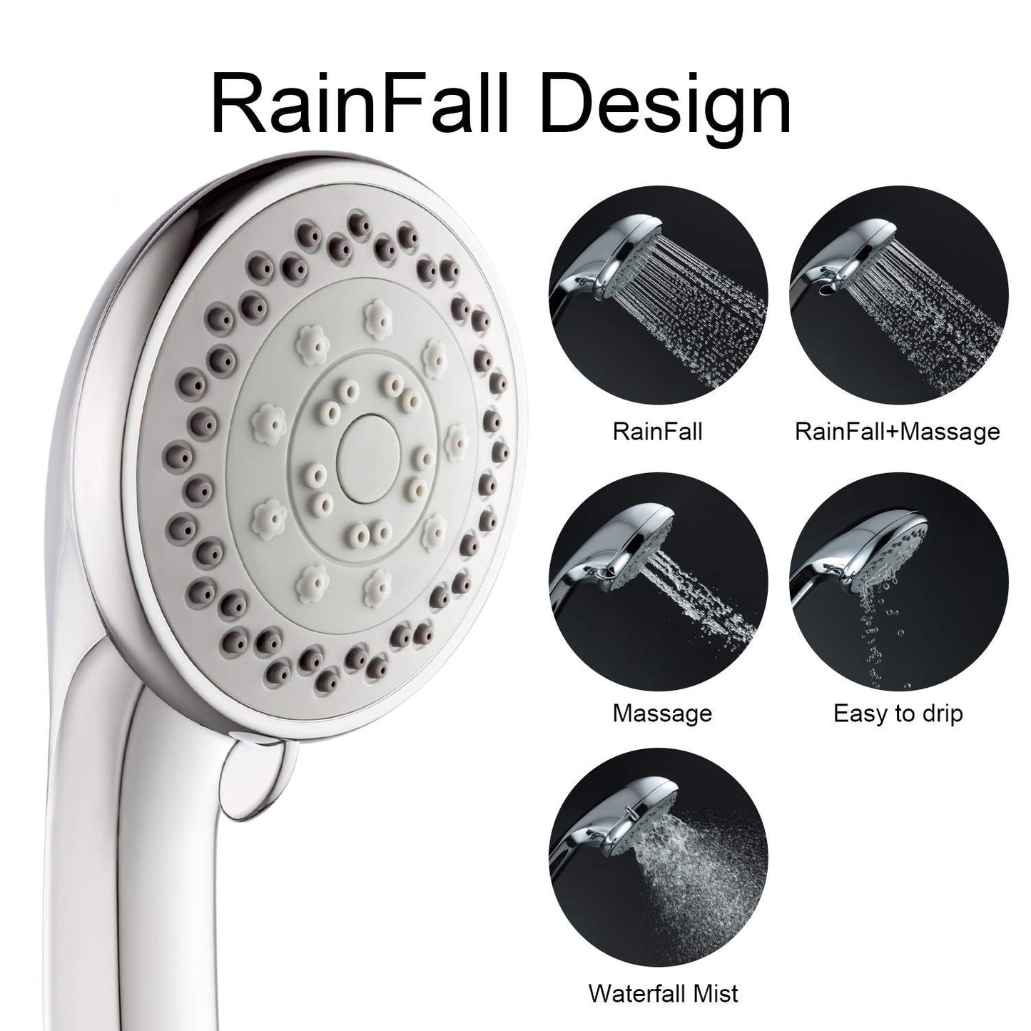 10'' Dual Shower Head,Upgraded Rain Shower Head with 11'' Adjustable Extension Arm and5-Setting Handheld Shower Head Combo