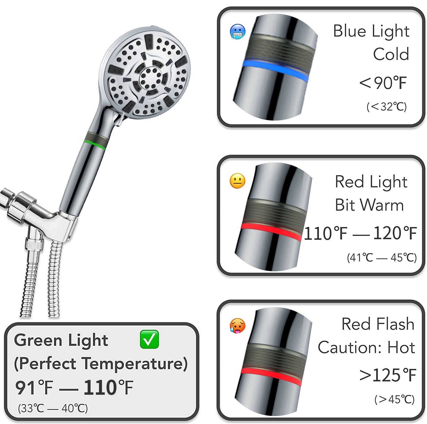 Hot Selling CUPC Wholesale 10 function LED handheld Showerheads with Automatically Color Changing