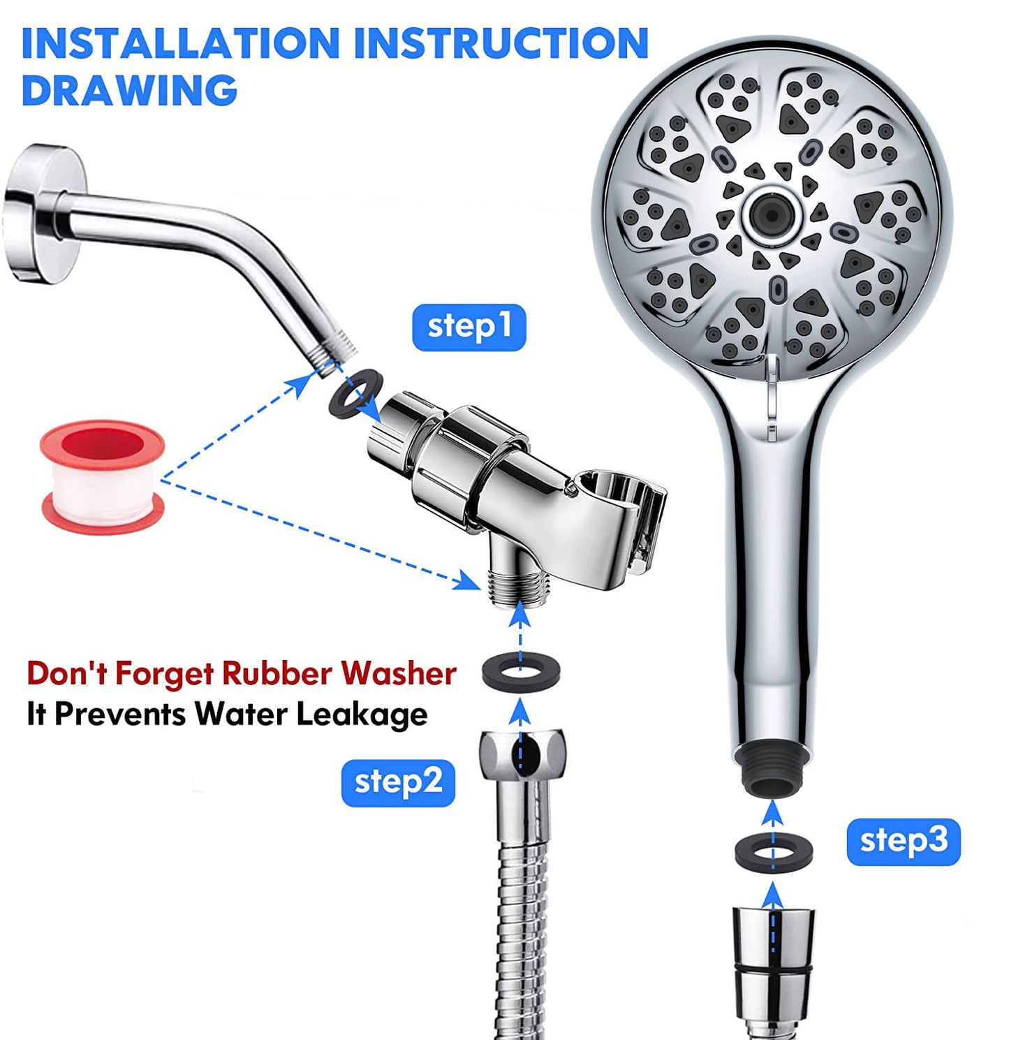 Ultimate Shower - New Design Healthy Negative Ions Purific Rainfall Pressure 9-mode Handheld Shower Head