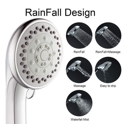 High Pressure Rain Shower Head with Adjustable Extension Arm and 5 Settings Handheld conceal Shower Head Combo