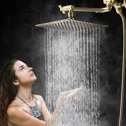 8" Rain Adjustable Extension Arm Square Handheld Shower Head