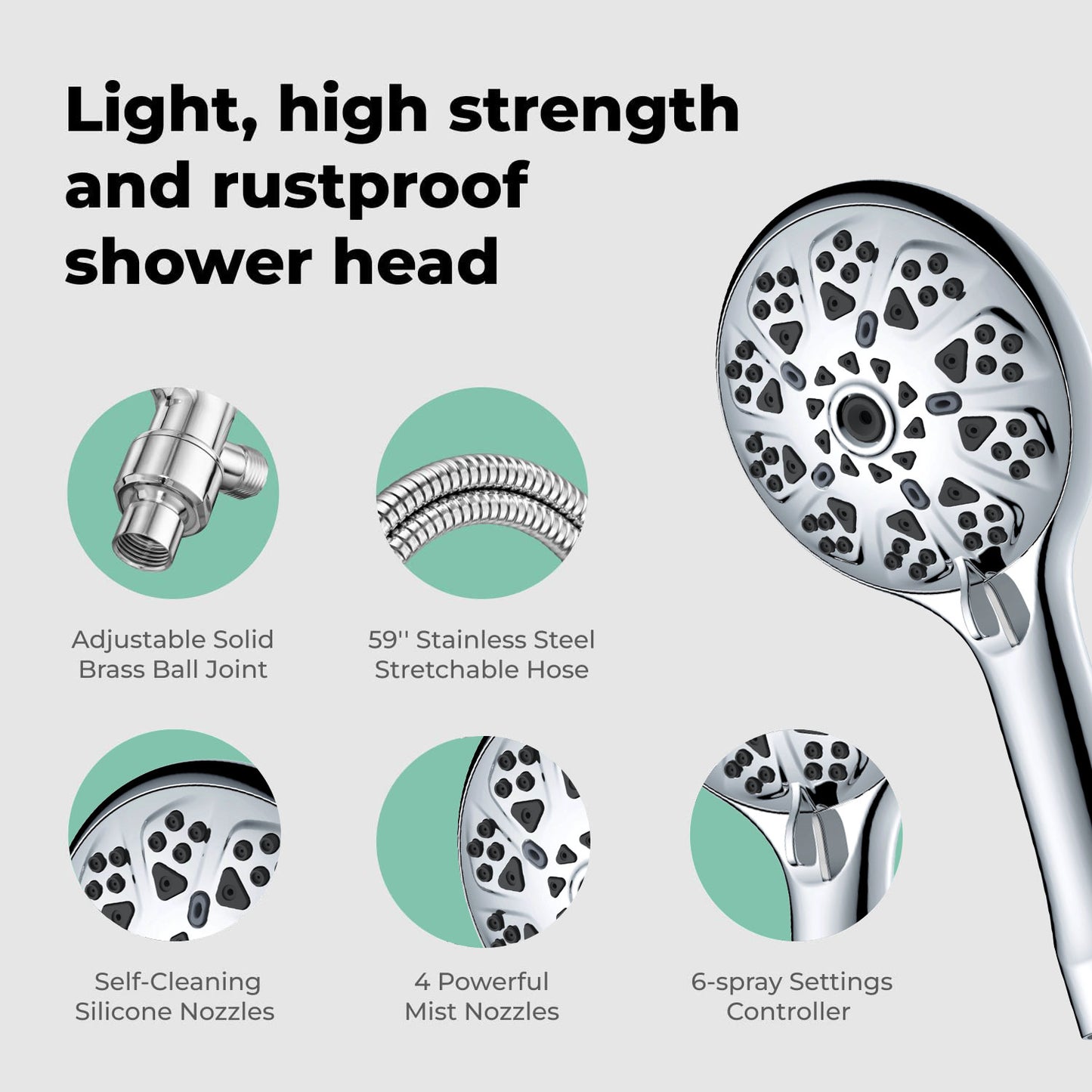 Ultimate Shower - New Design Healthy Negative Ions Purific Rainfall Pressure 9-mode Handheld Shower Head