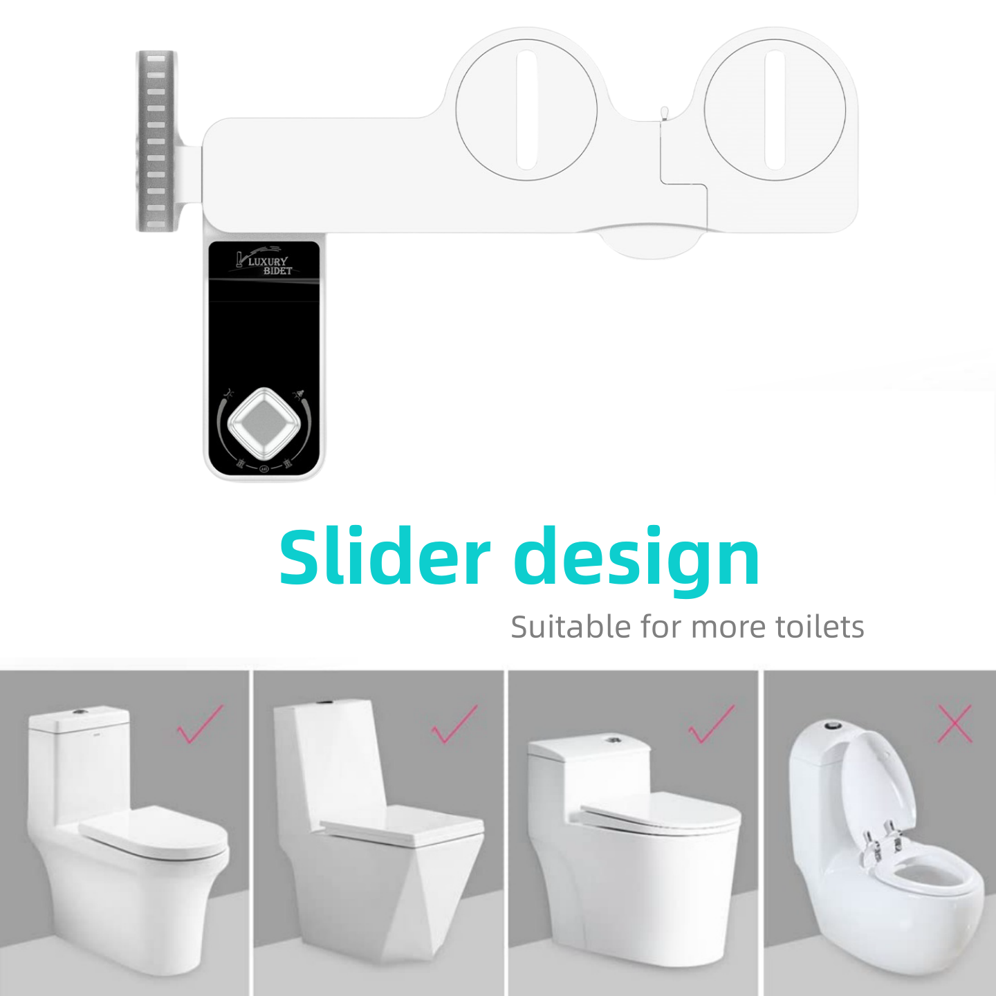 Self-Cleaning and Retractable Nozzle, Fresh Water Spray Non-Electric Mechanical Toilet bidet Seat Attachment