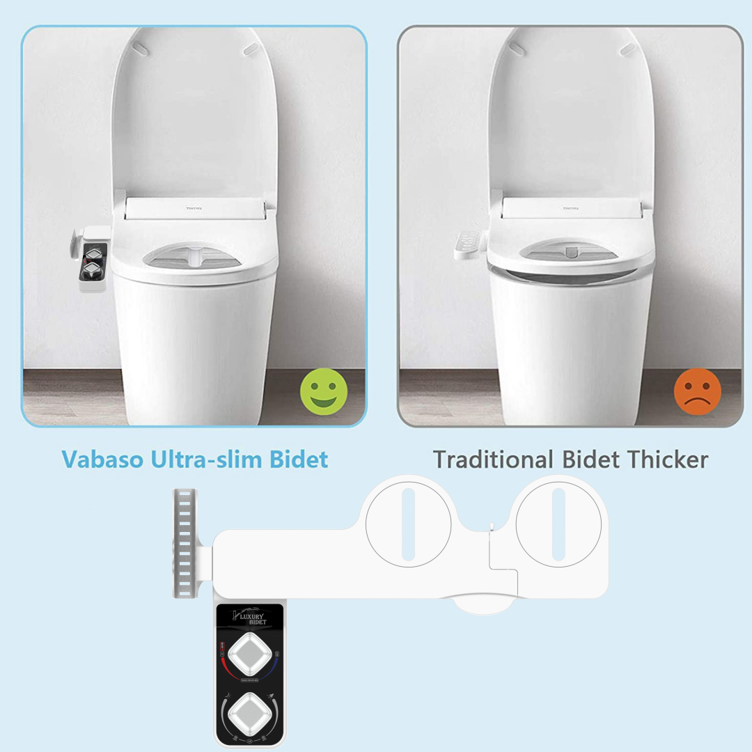 Washing bidet sets with dual nozzle, foldable ultra-slim foldable bidet toilet attachment hot and col