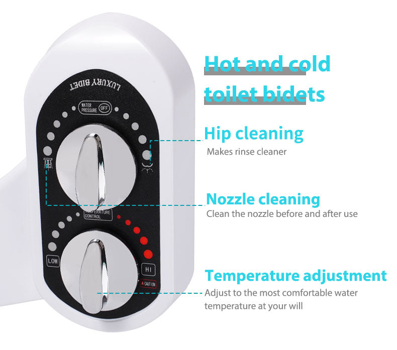 Non-Electric Dual Nozzle Bidet Toilet Seat Attachment