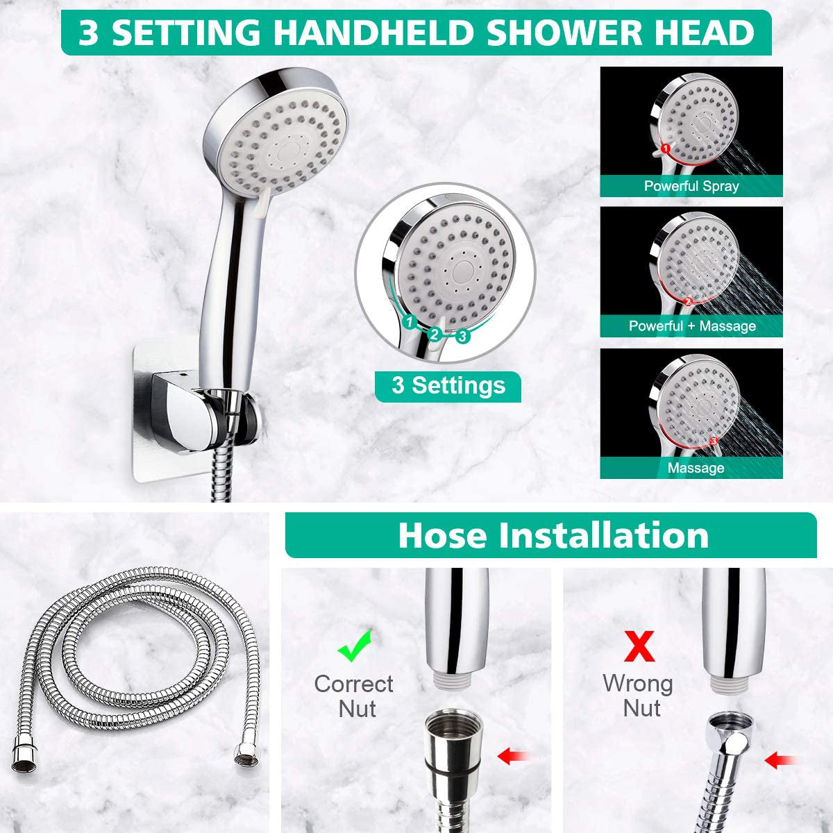 Stainless steel round rainshower shower system set bathroom sprayer, in-wall shower faucet watermark rain shower set