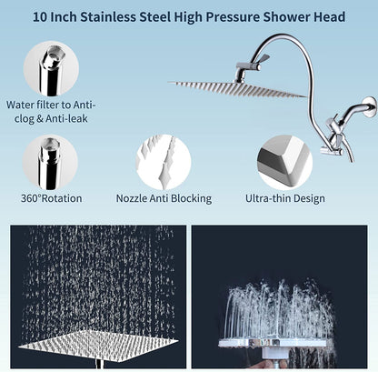 Matte chrome Wall Mounted Rain Mixer Combo Faucet Set Rainfall Shower Head System Shower sets for Bathroom