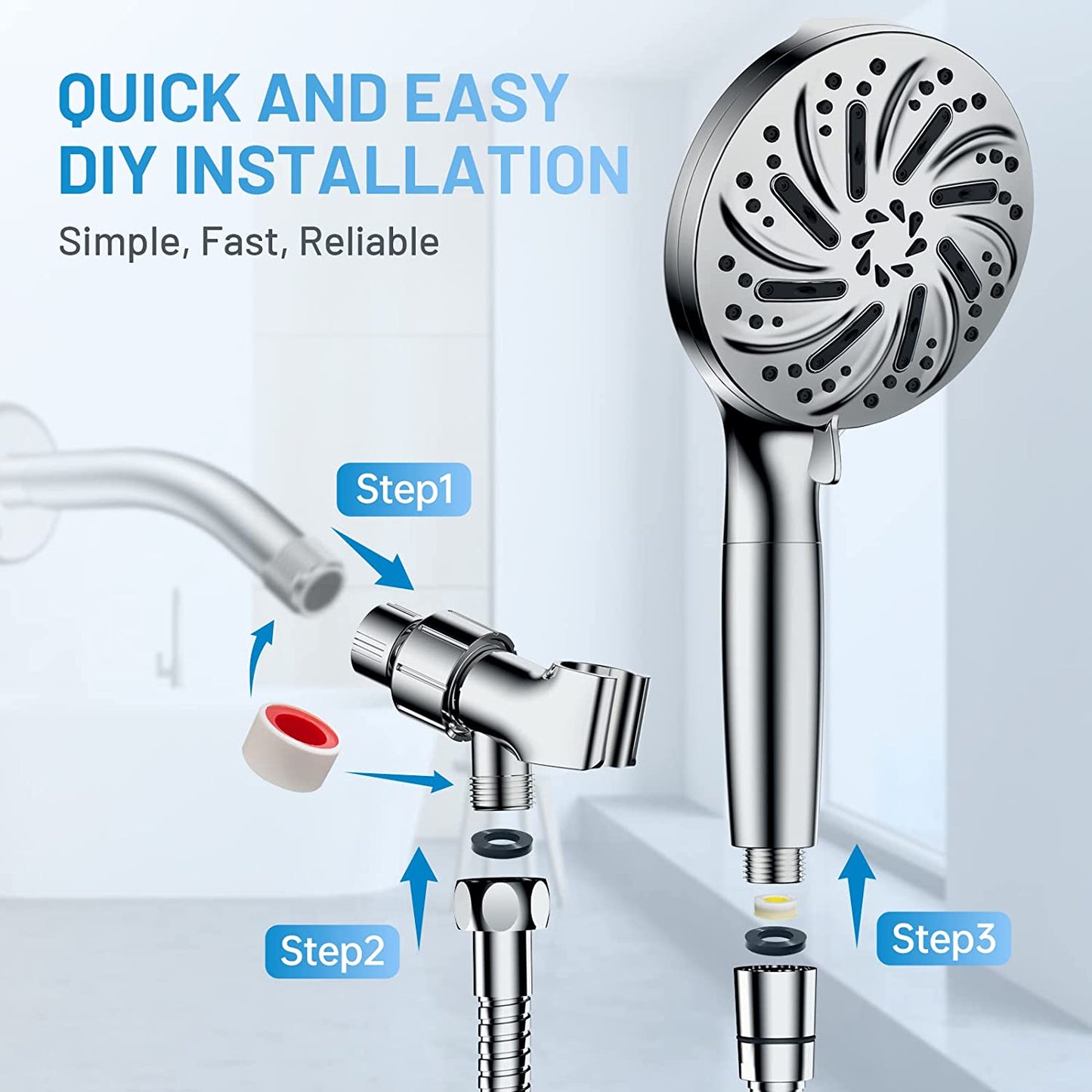 Water Saving Ionic Handheld High Pressure 10 Modes Adjustable Filter Shower Head