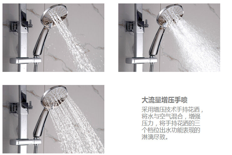 Chrome Shower Faucet Set With handheld Shower Fixture Combo with Exposed Pipe Shower Tub Spout