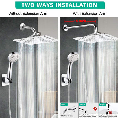 Bathroom 3 Modes Adjustable 8 inches Rainfall Spa Saving Water Mineral Anion Stones Filter High Pressure Shower Head combo Set