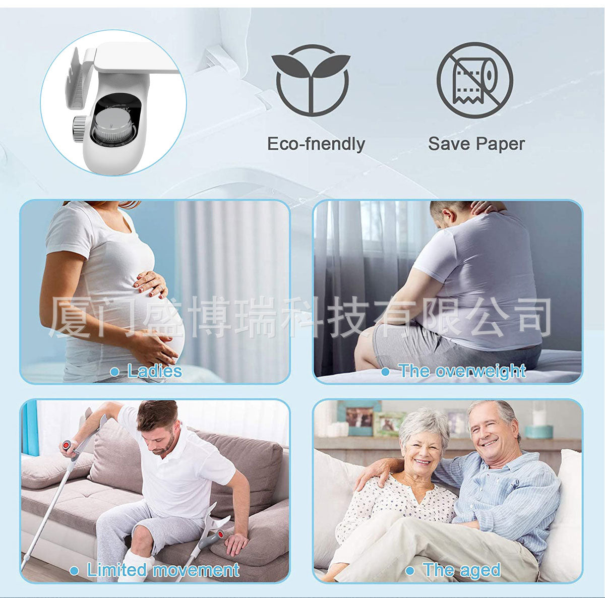 Foldable, Self-Cleaning and Retractable Nozzle, Fresh Water Spray Non-Electric Mechanical Toilet bidet Seat Attachment