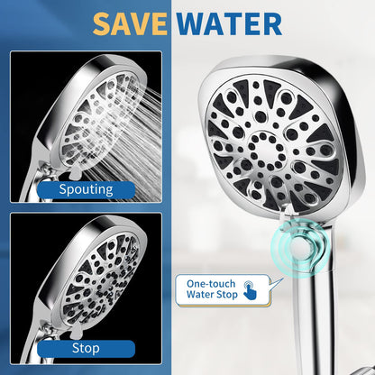 Shower Head Water Saving High Pressure Spray Nozzle Bathroom Accessories 10 Function ABS Rain filtered Shower Head