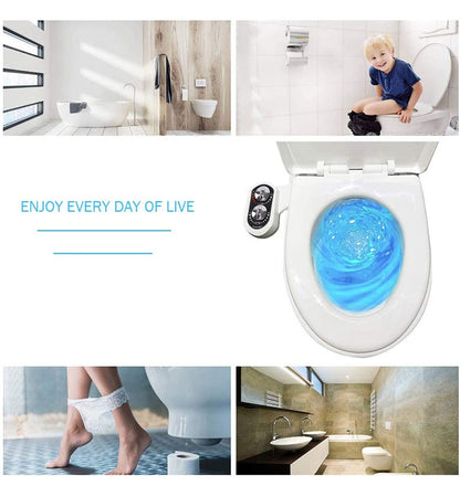 Non-Electric Dual Nozzle Bidet Toilet Seat Attachment