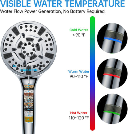 Hot Selling CUPC Wholesale 10 function LED handheld Showerheads with Automatically Color Changing