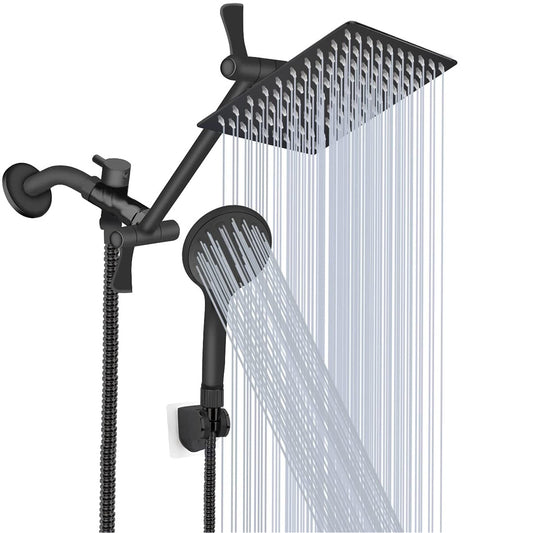 Doppeldusch Matte Black Shower Head Combo 8 10 12 Inch Rain ShowerHead and 9 Settings Handheld Shower Head set Round and Square